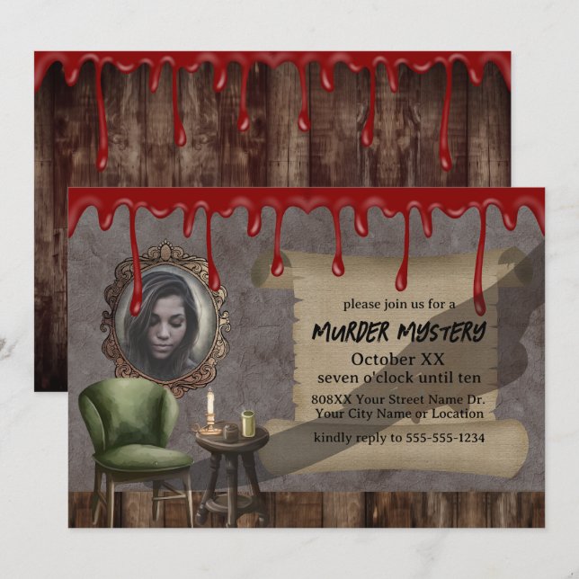 Invitación Foto de un Personalizado espeluznante Asesinato Fi (Anverso / Reverso)