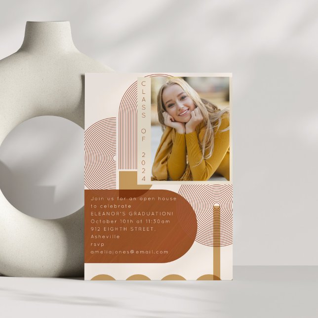 Invitación Foto de una fiesta de graduación de terracota geom (Subido por el creador)