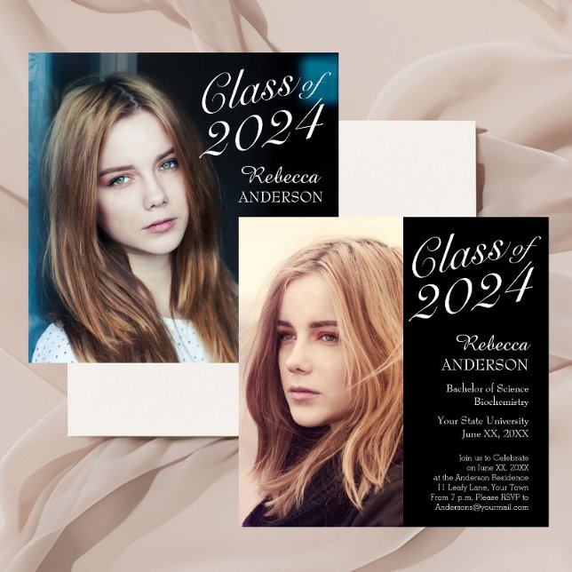 Invitación Foto de una fiesta de graduación simple y elegante (Subido por el creador)