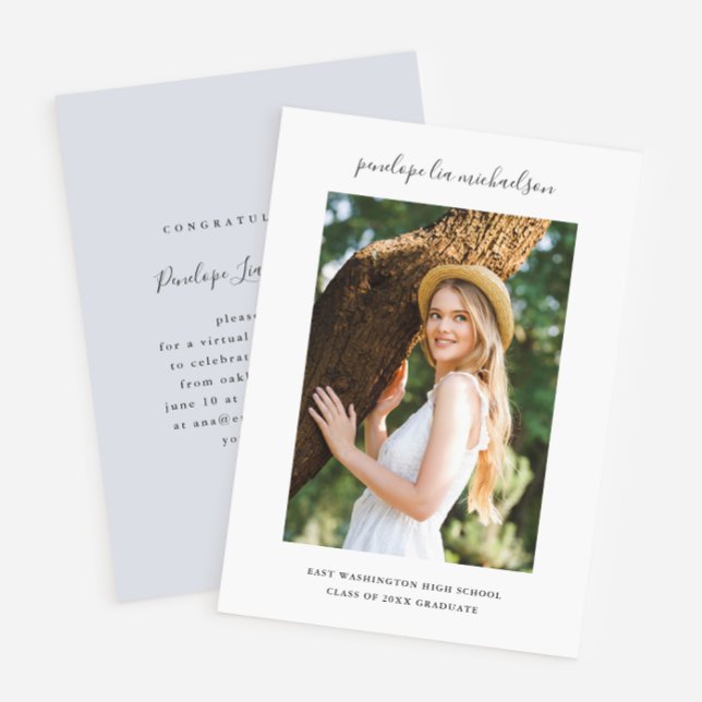 Invitación Foto de una fiesta de graduación virtual simple y  (Subido por el creador)