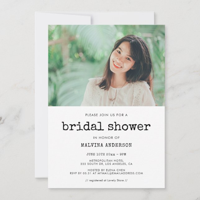 Invitación Foto de una máquina de escribir antigua con ducha  (Anverso)