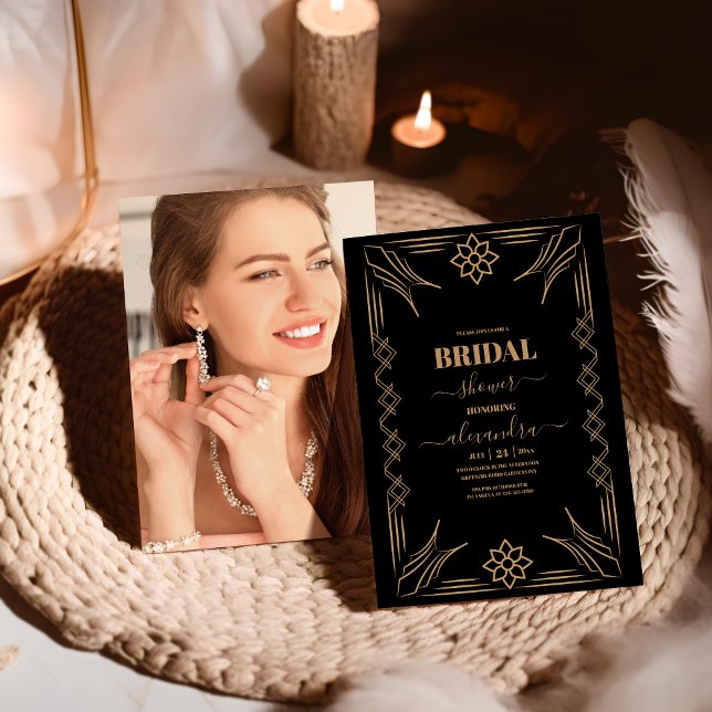 Invitación Foto de una novia de Gold Art Deco de los años 20 (Subido por el creador)