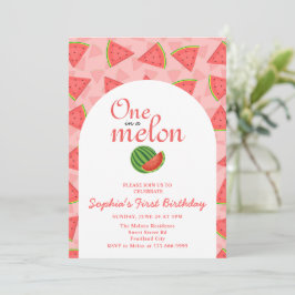 Invitación Foto De Una sandía De Primer Cumpleaños De Uno En 