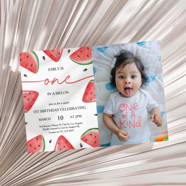 Invitación Foto De Una sandía De Primer Cumpleaños De Uno En  (Subido por el creador)