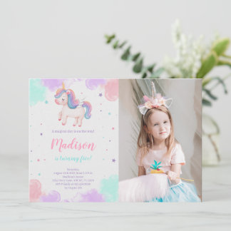 Invitación Foto de unicornio de cumpleaños mágico
