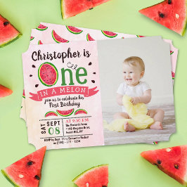 Invitación Foto De Uno En Melón Del Primer Cumpleaños