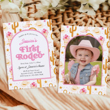 Foto de Vaquera en su Primer Rodeo Cumpleaños Rosa