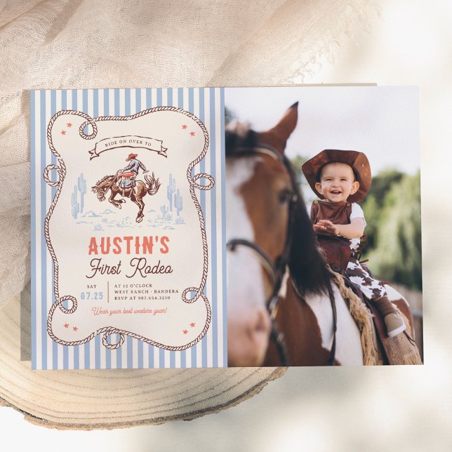 Invitación Foto de vaquero de primer rodeo de cumpleaños (Subido por el creador)