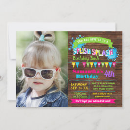 Invitación Foto de verano de Splash Hot Pink cumpleaños espum