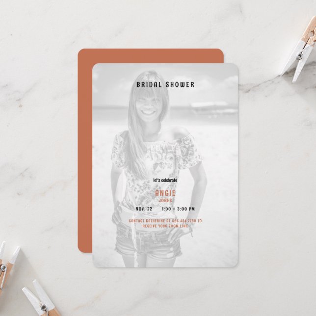 Invitación Foto de verano de Terracota Ducha de novia (Anverso/Reverso In Situ)