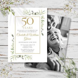 Invitación Foto de verde de cualquier año aniversario de Boda