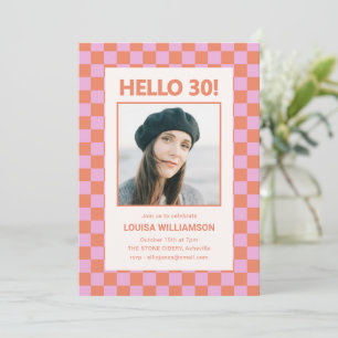 Invitación Foto de Verificación de Rosa Naranja Cumpleaños 30