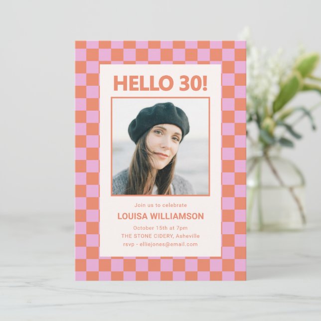 Invitación Foto de Verificación de Rosa Naranja Cumpleaños 30 (Anverso de pie)