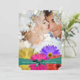 Invitación Foto de Vintage Damask Bright Colorful Gerber Dais