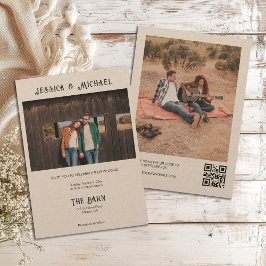 Invitación Foto de Western Rustic con el código QR Kraft Pape