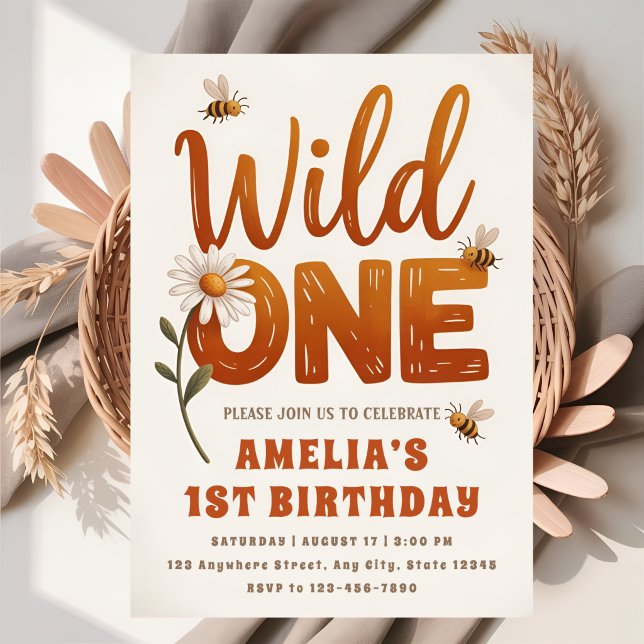 Invitación Foto de Wild One Daisy para cumpleaños de 1 año ni (Subido por el creador)