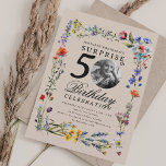 Invitación Foto de Wildflower SORPRISE 50 cumpleaños Champagn<br><div class="desc">Un elegante diseño de la fiesta "50th Birthday" con foto personalizada,  tipografía moderna y motivos de flores silvestres.</div>