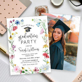 Invitación Foto de Wildflowers Party de Graduación