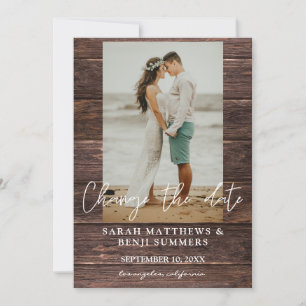 Invitación Foto de Wood Change the Date