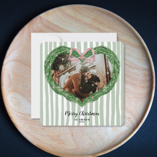 Invitación Foto de Wreath de la flor del corazón de navidad d