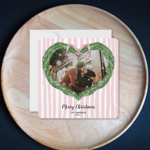 Invitación Foto de Wreath de la flor del corazón de navidad d