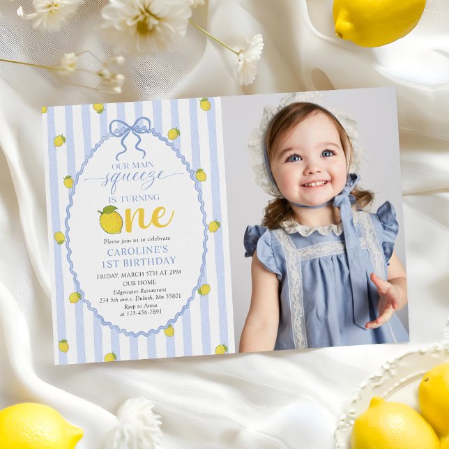 Invitación Foto del 1er cumpleaños de Lemon Our Main Squeeze (Subido por el creador)
