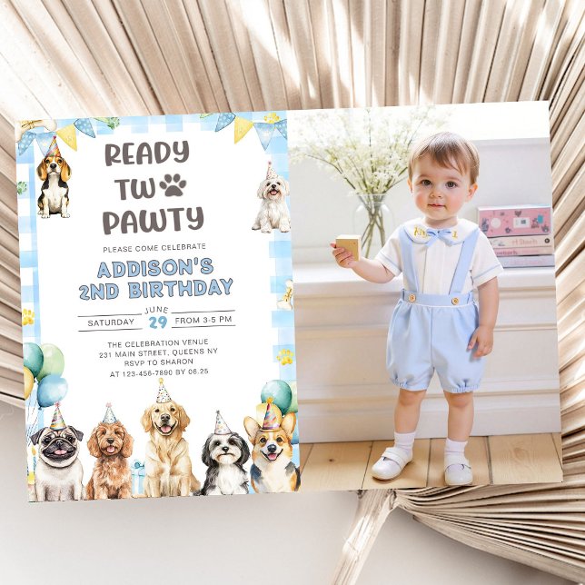Invitación Foto del 2do cumpleaños de Puppy Calling All Pawty (Subido por el creador)