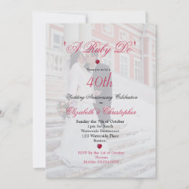Invitación Foto del 40º Aniversario de Boda Elegante Un Rubí 