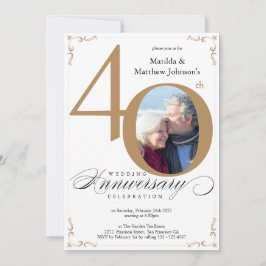 Invitación Foto del 40º aniversario del Boda de la caligrafía
