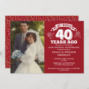Invitación Foto del 40° aniversario del Boda recién casado