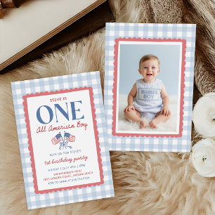Invitación Foto del 4 de julio del niño totalmente americano