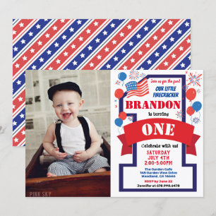 Invitación Foto del 4 de julio, primer Chica de cumpleaños