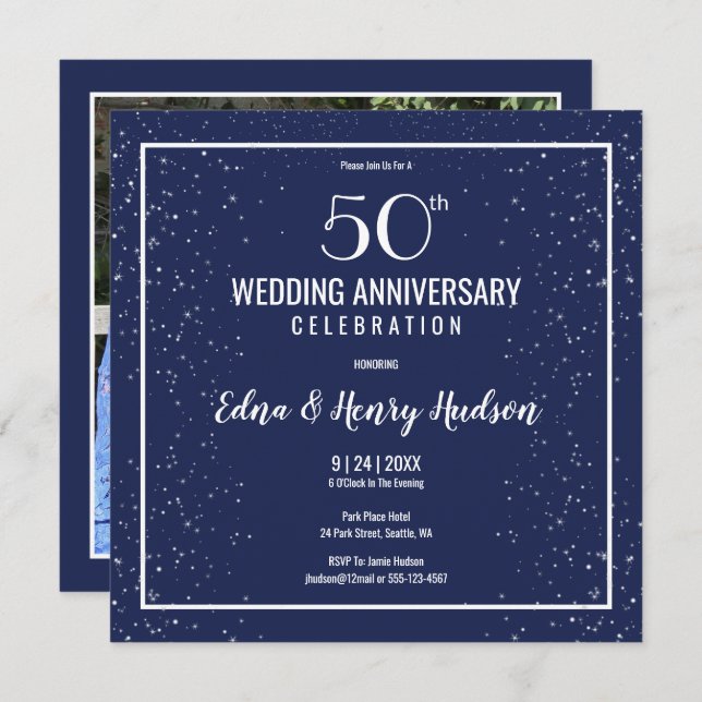 Invitación Foto del 50º Aniversario de Boda (Anverso / Reverso)
