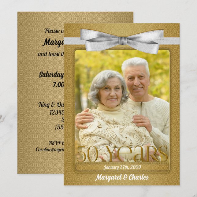 Invitación Foto del 50º Aniversario de Bodas (Anverso / Reverso)