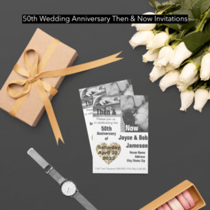 Invitación Foto del 50 aniversario de bodas entonces y ahora