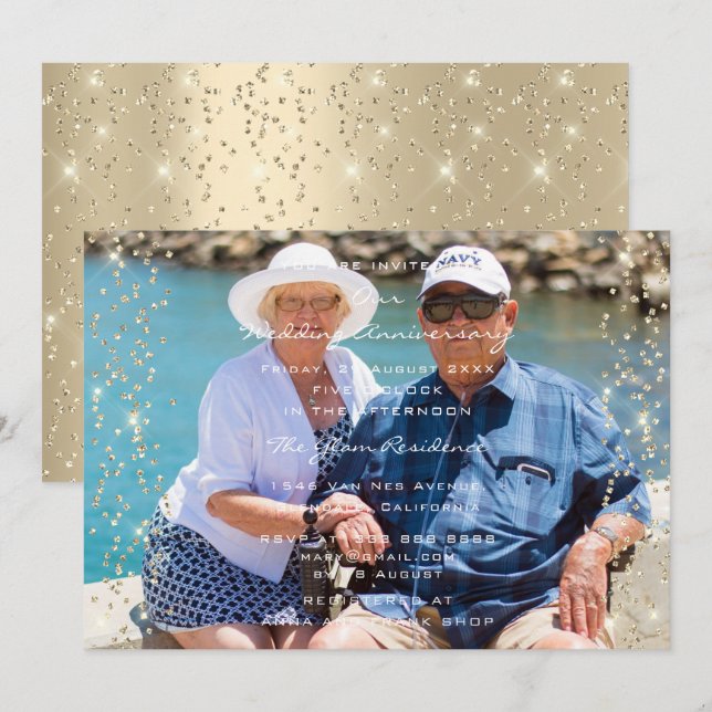 Invitación Foto del 50° Aniversario del Boda de la familia Go (Anverso / Reverso)