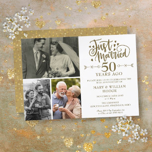 Invitación Foto del 50° aniversario del Boda recién casado 3