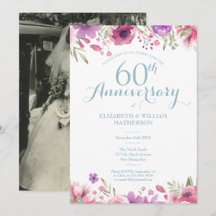 Invitación Foto del 60º Aniversario de Boda con Rosas en Acua