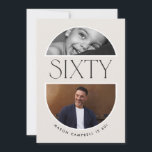 Invitación foto del 60 de marzo fiesta de cumpleaños moderna<br><div class="desc">6 de marzo multifoto 60ª moderna invitación simple de cumpleaños. Diseño moderno y elegante de tipografía beige.</div>