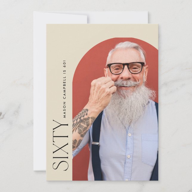 Invitación foto del 60 de marzo fiesta de cumpleaños moderna  (Anverso)