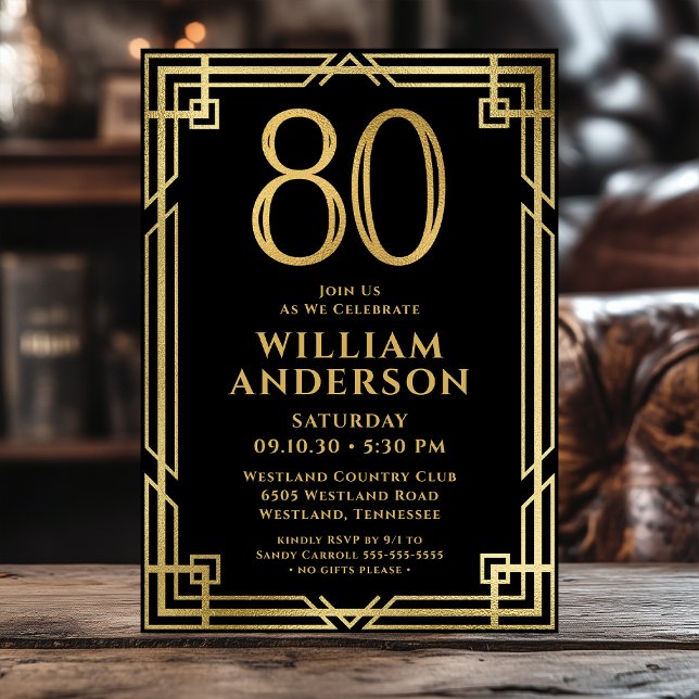Invitación Foto del 80 cumpleaños de Black Gold (Subido por el creador)
