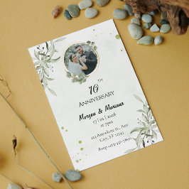 Invitación Foto del Aniversario de la Verde Rústica minimalis