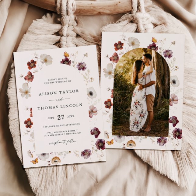 Invitación Foto del arco del Boda de Boho Fall Florals (Subido por el creador)