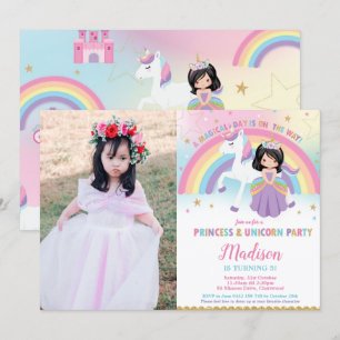 Invitación Foto del arcoiris de la fiesta de cumpleaños de Pr