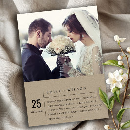 INVITACIÓN FOTO DEL BODA DE LA TIPOGRAFÍA DE KRAFT RÚSTICO MO