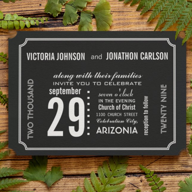 Invitación Foto del Boda de tipografía en blanco y negro (Subido por el creador)