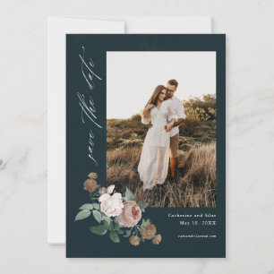 Invitación Foto del boda floral de Boho salva la fecha