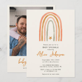 Invitación Foto del Boho Rainbow Photo Baby Sprinkke Shower