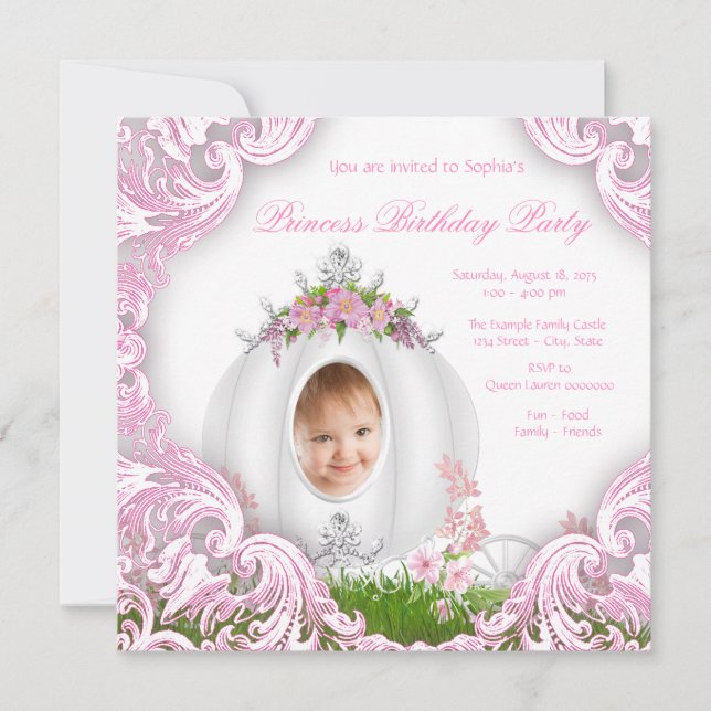 Invitación Foto del carruaje de la princesa Cumpleaños Fiesta (Anverso)