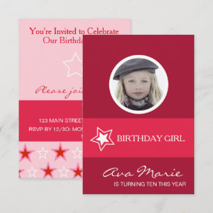 Invitación Foto del Chica de cumpleaños de Star